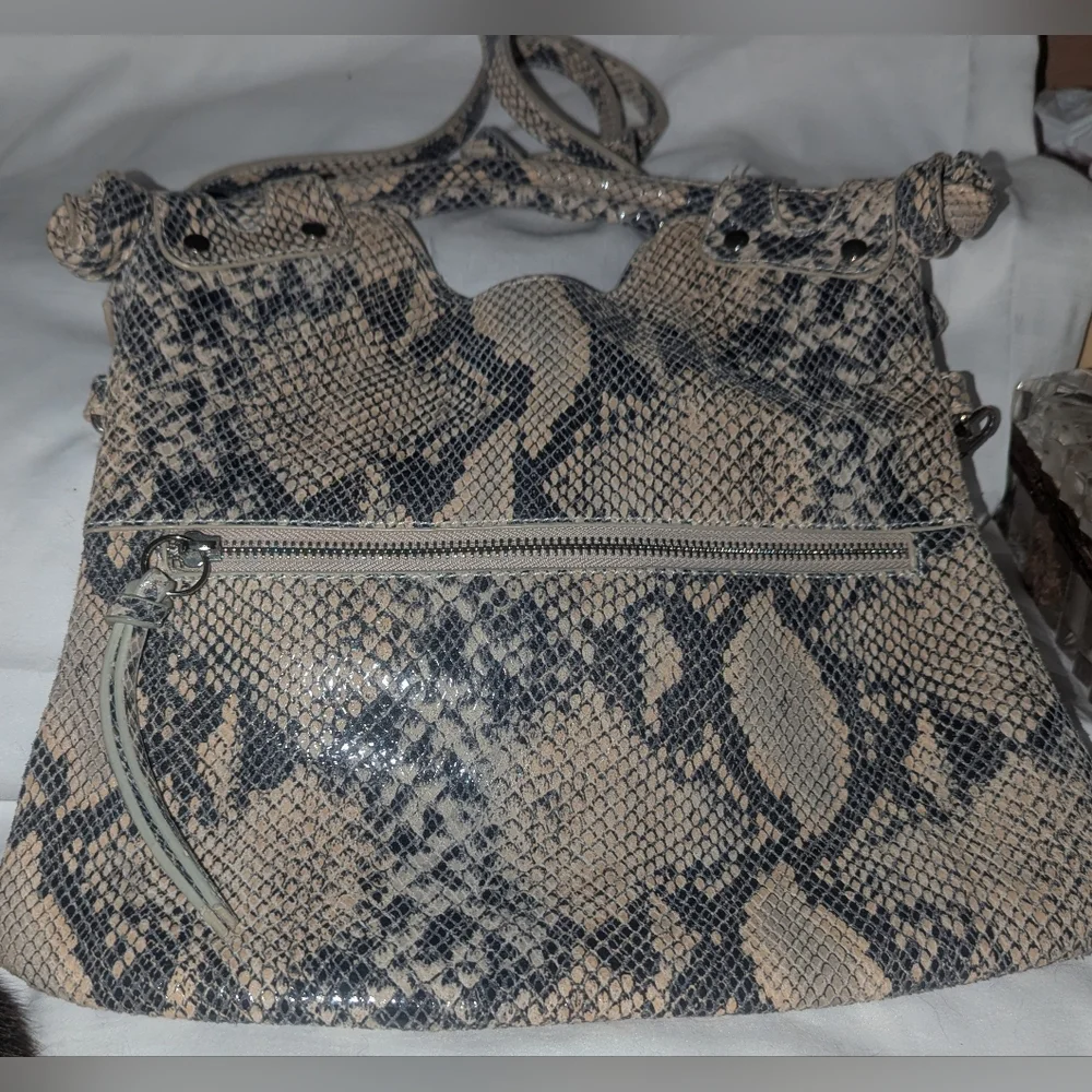 Pietro Alessandro Beige and Black Snakeskin Crossbody Bag